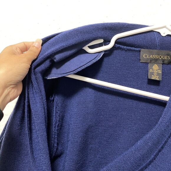 vtg merino wool sweater small classiques navy blue adult made in hong kong tt - Picture 13 of 13